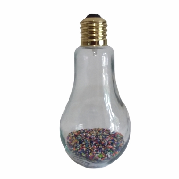 Glass Light Bulb Sand Bottle with Diamond Dots - Picture 2 of 5